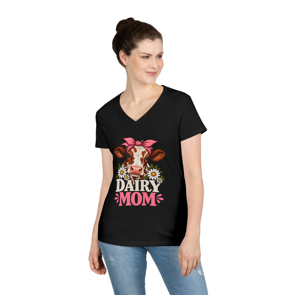 Dairy Mom Ayrshire V-Neck T-Shirt