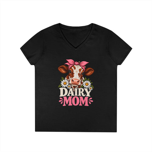 Dairy Mom Ayrshire V-Neck T-Shirt
