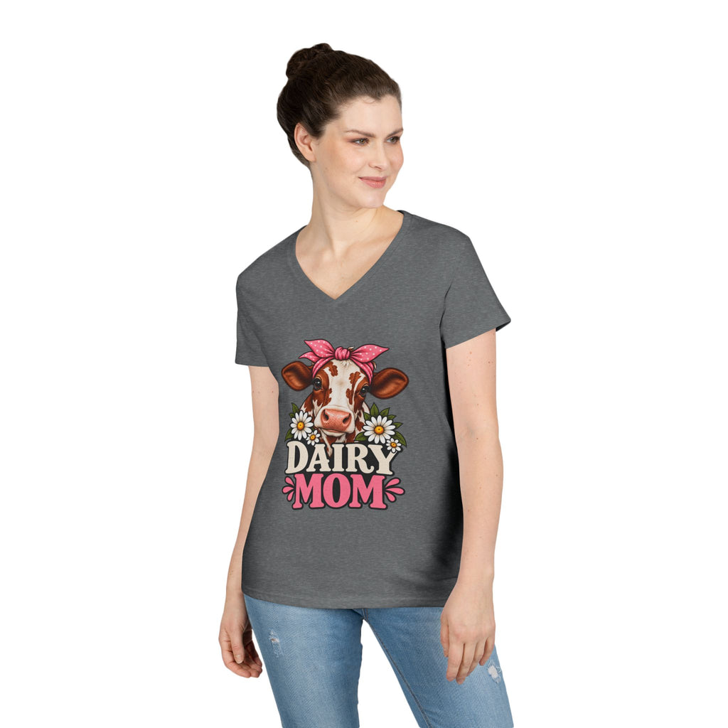 Dairy Mom Ayrshire V-Neck T-Shirt