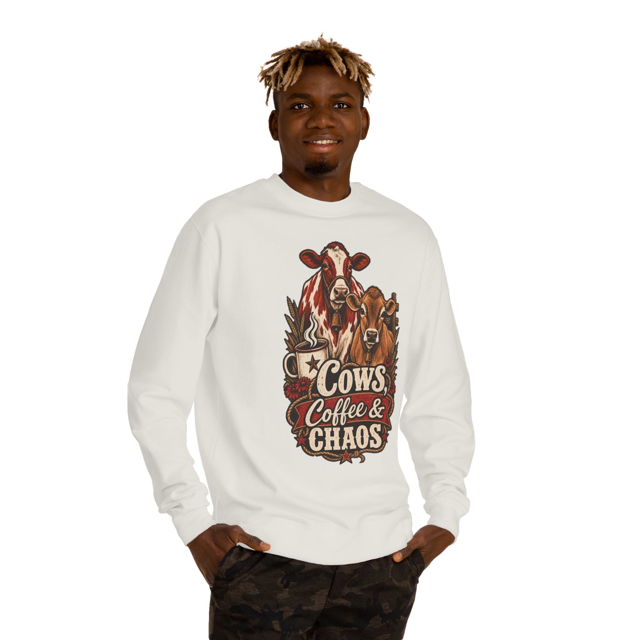 Cows, Coffee & Chaos Western Crewneck Sweatshirt